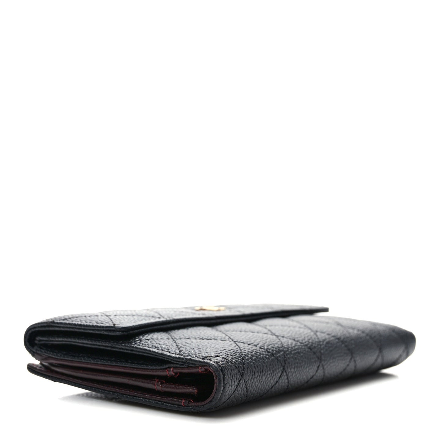 Caviar Quilted Long Flap Wallet Black