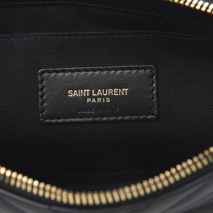 Saint Laurent Calfskin Matelasse Chevron Monogram A5 Wristlet Black 6 of 7