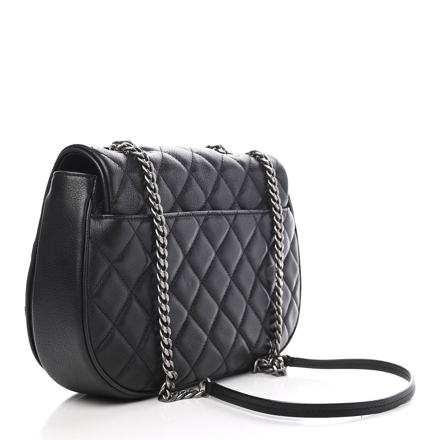 Calfskin Quilted Casual Pocket Messenger Flap Black