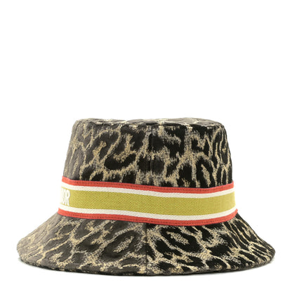 Christian Dior Velvet Embroidered Leopard Print Small Brim Bucket Hat 57 Beige Multicolor 3 of 6