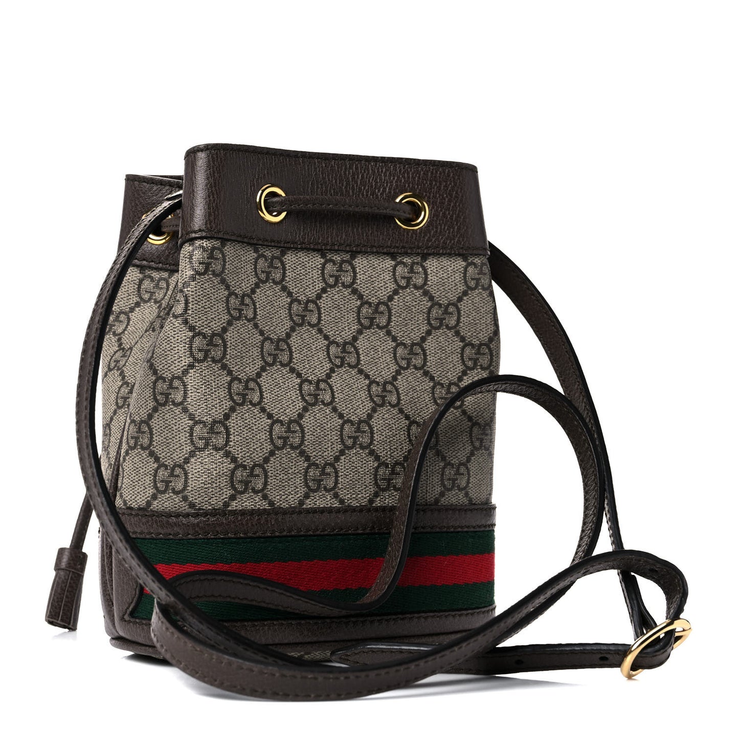 GG Supreme Monogram Web Mini Ophidia Bucket Bag Brown