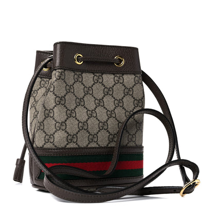 Gucci GG Supreme Monogram Web Mini Ophidia Bucket Bag Brown 3 of 12