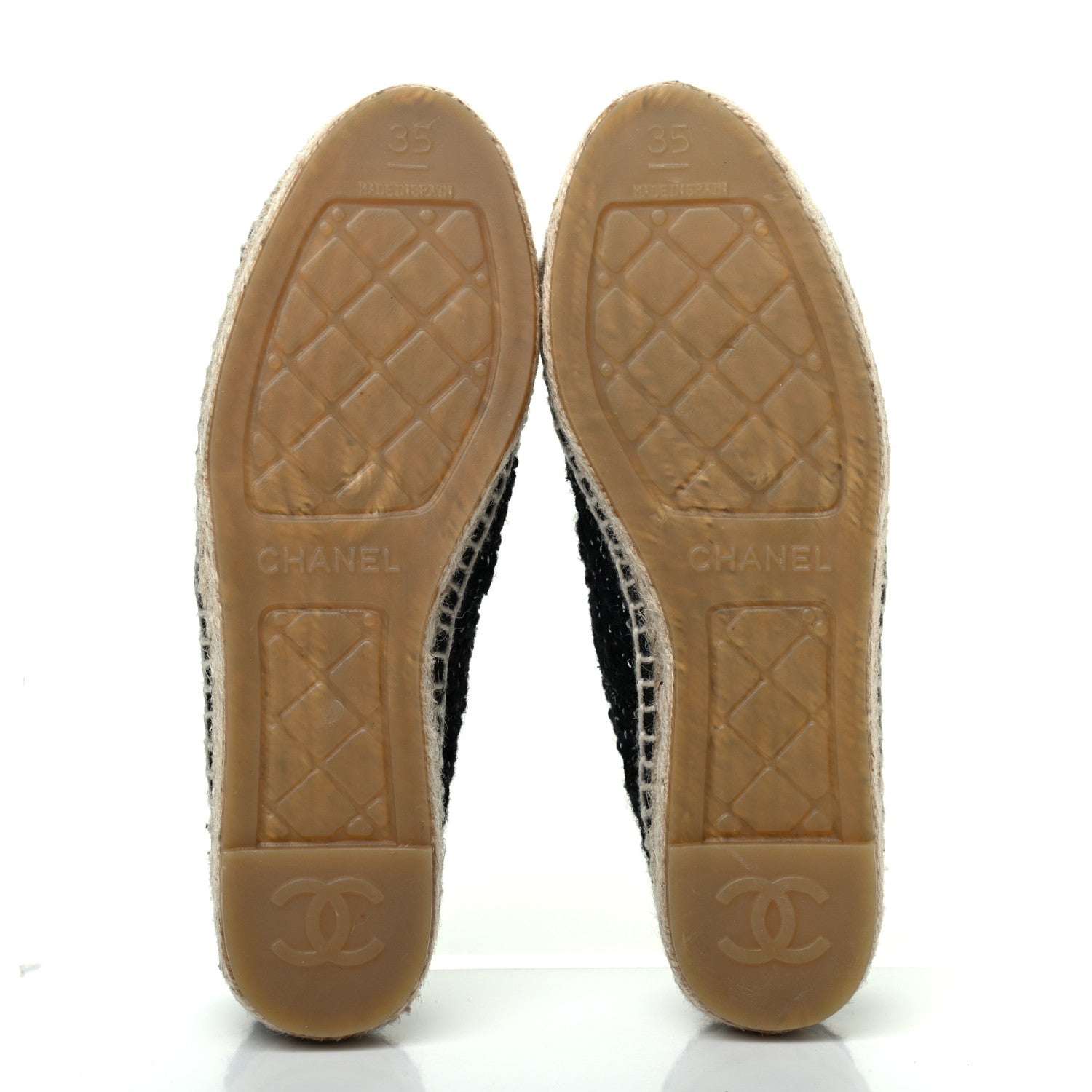 Chanel Metallic Lambskin Tweed CC Espadrilles 35 Black Silver 5 of 11