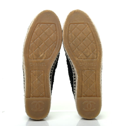 Chanel Metallic Lambskin Tweed CC Espadrilles 35 Black Silver 5 of 11