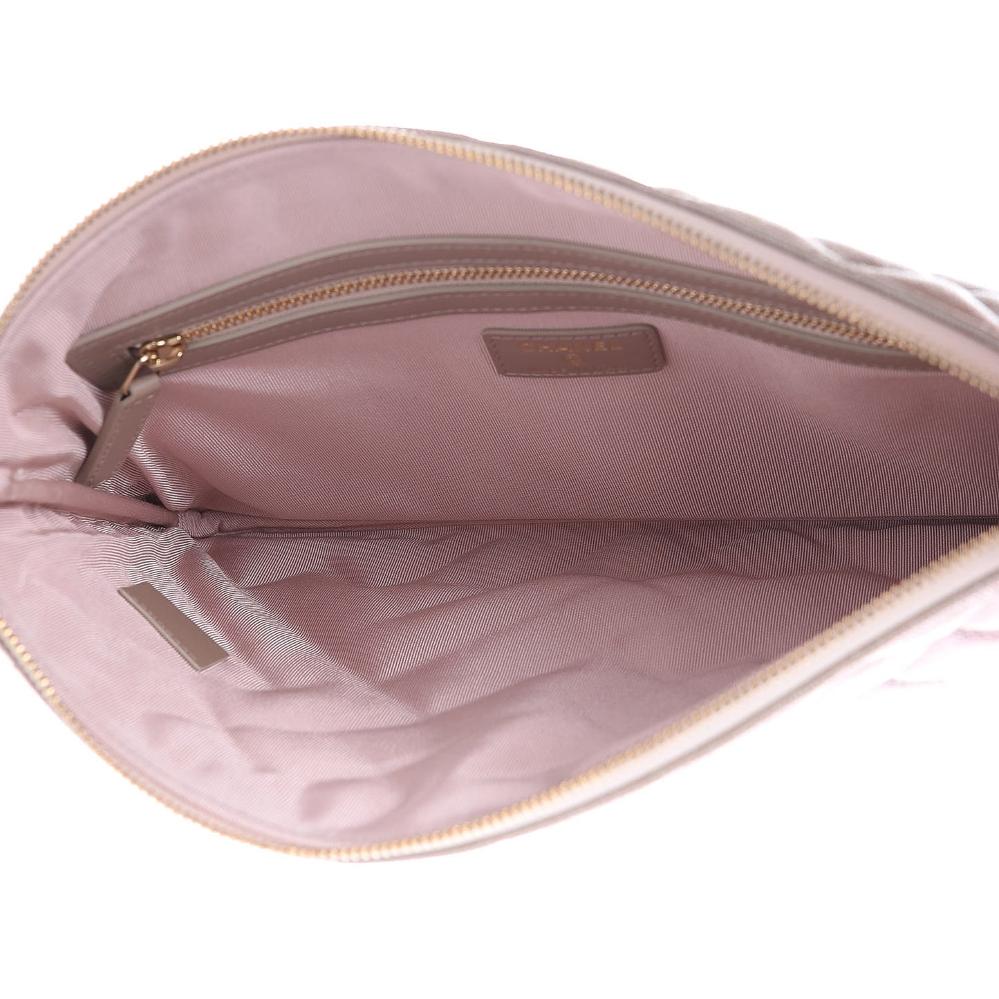Iridescent Caviar Quilted Medium Cosmetic Case Beige