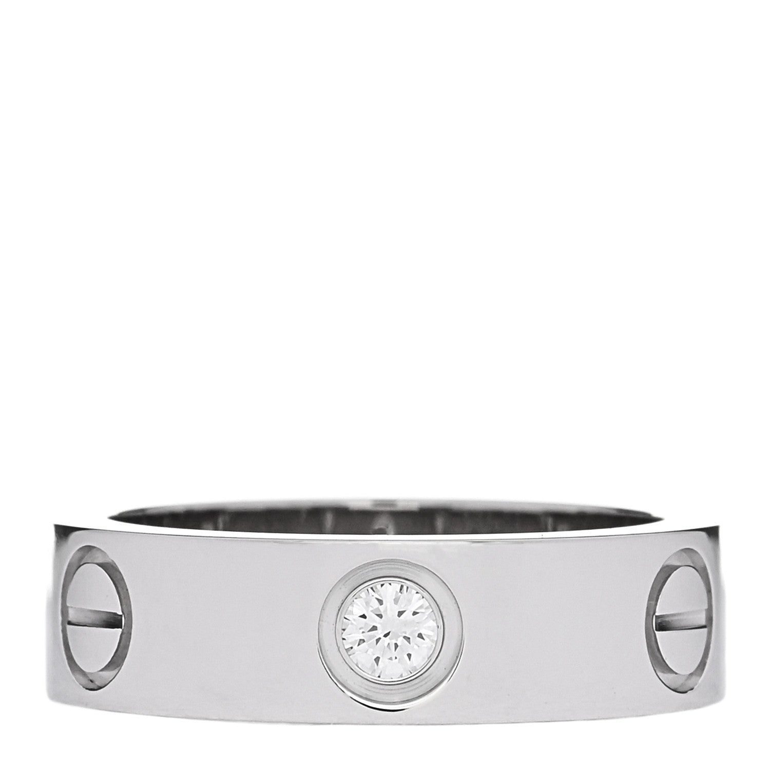 Cartier 18K White Gold 3 Diamond 5.5mm LOVE Ring 51 5.75 1 of 4