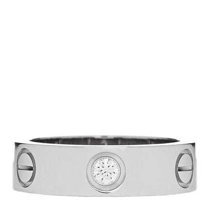 Cartier 18K White Gold 3 Diamond 5.5mm LOVE Ring 51 5.75 1 of 4