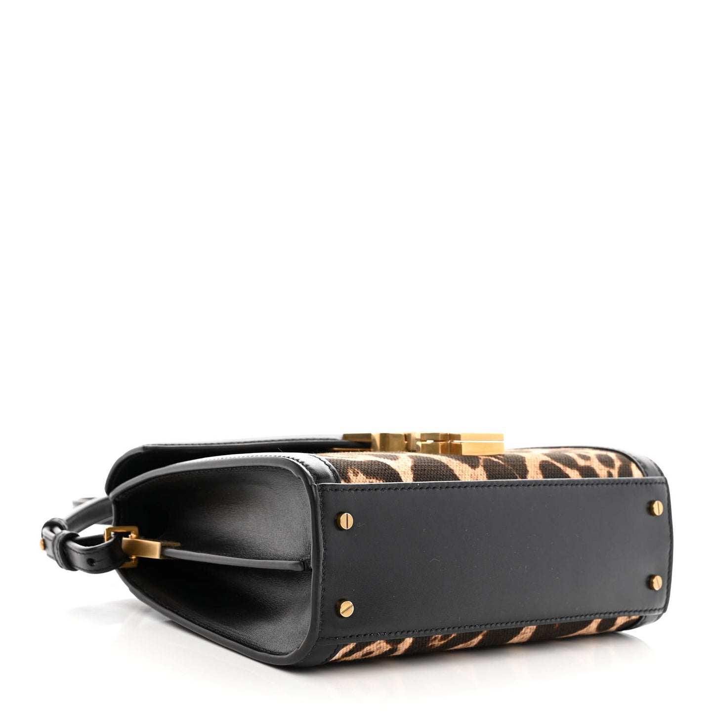 Canvas Leopard Print Mini Classic Monogram Cassandra Top Handle Black