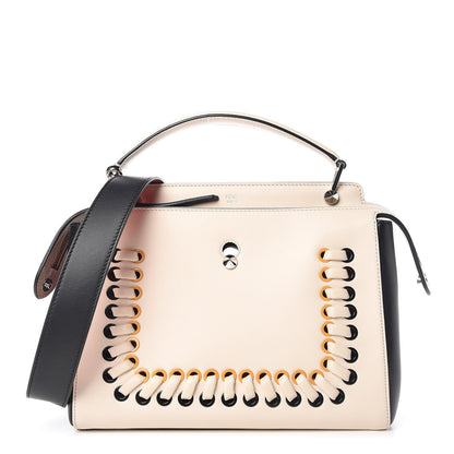 Fendi Vitello Baltico Shiny Nappa Lace Up DotCom Satchel Camelia Black Multicolor 1 of 15