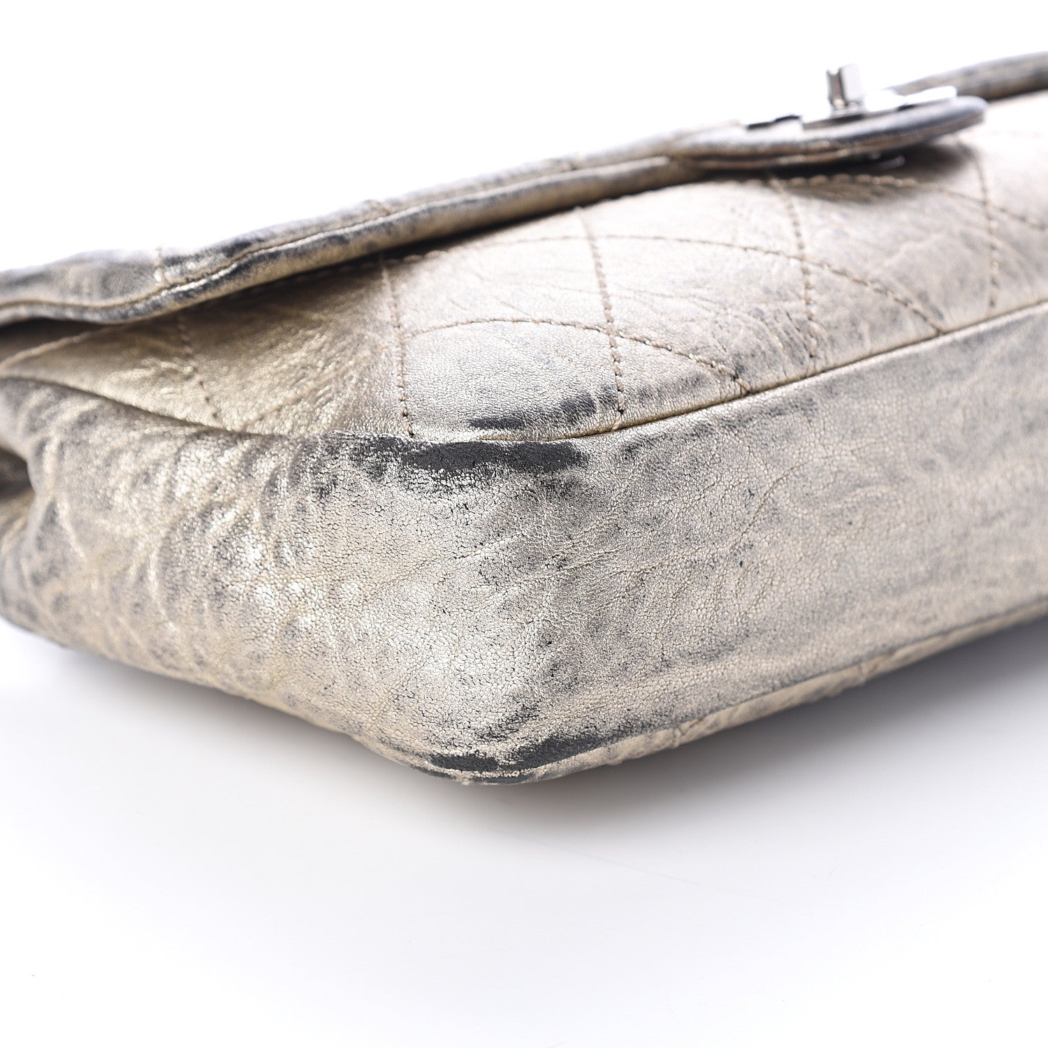 Chanel Distressed Metallic Lambskin Quilted Le Marais Ligne Flap Gold 8 of 9