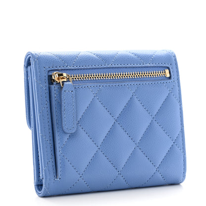 Chanel Caviar Quilted Compact Flap Wallet Blue 3 of 9