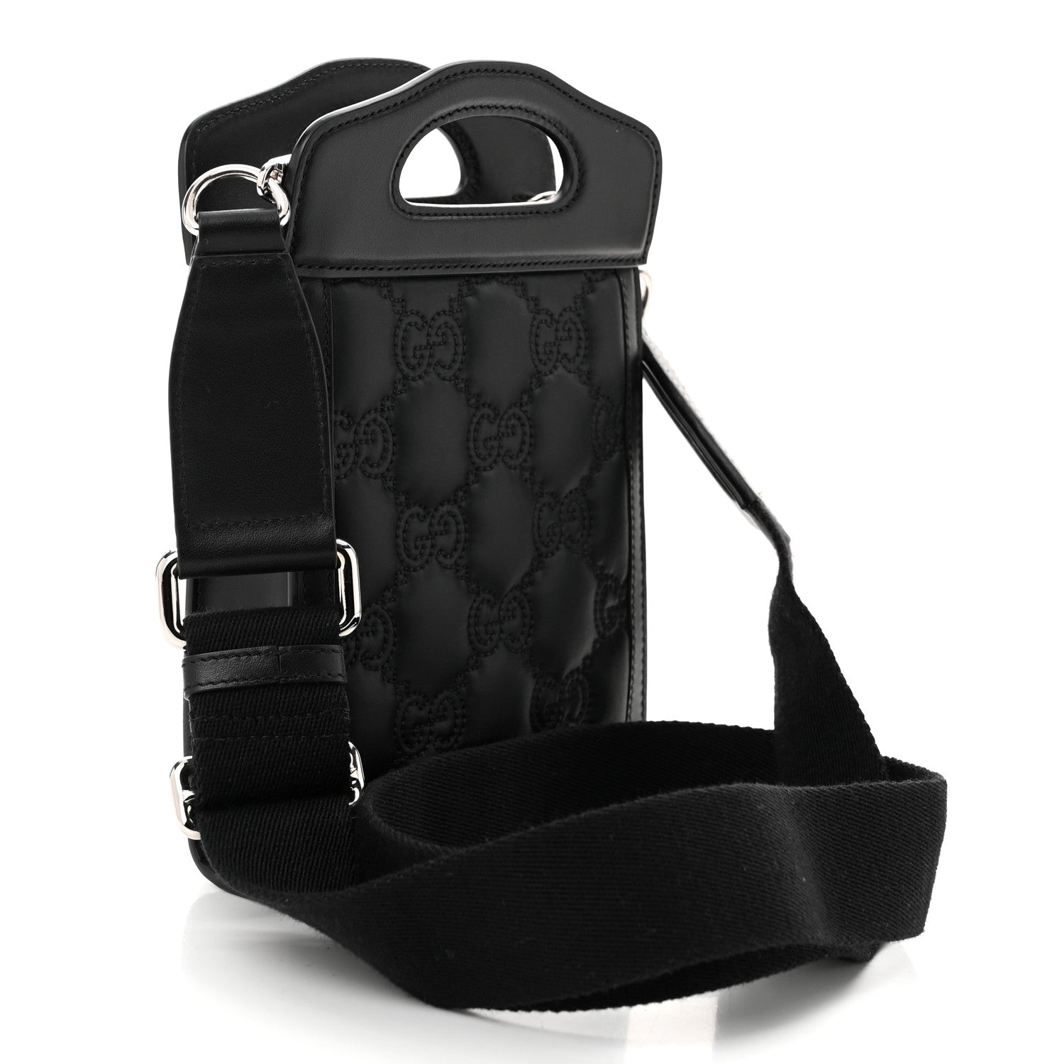 Gucci Nylon Calfskin Enamel GG Matelasse Mini Top Slip Handle Crossbody Bag Black 3 of 10