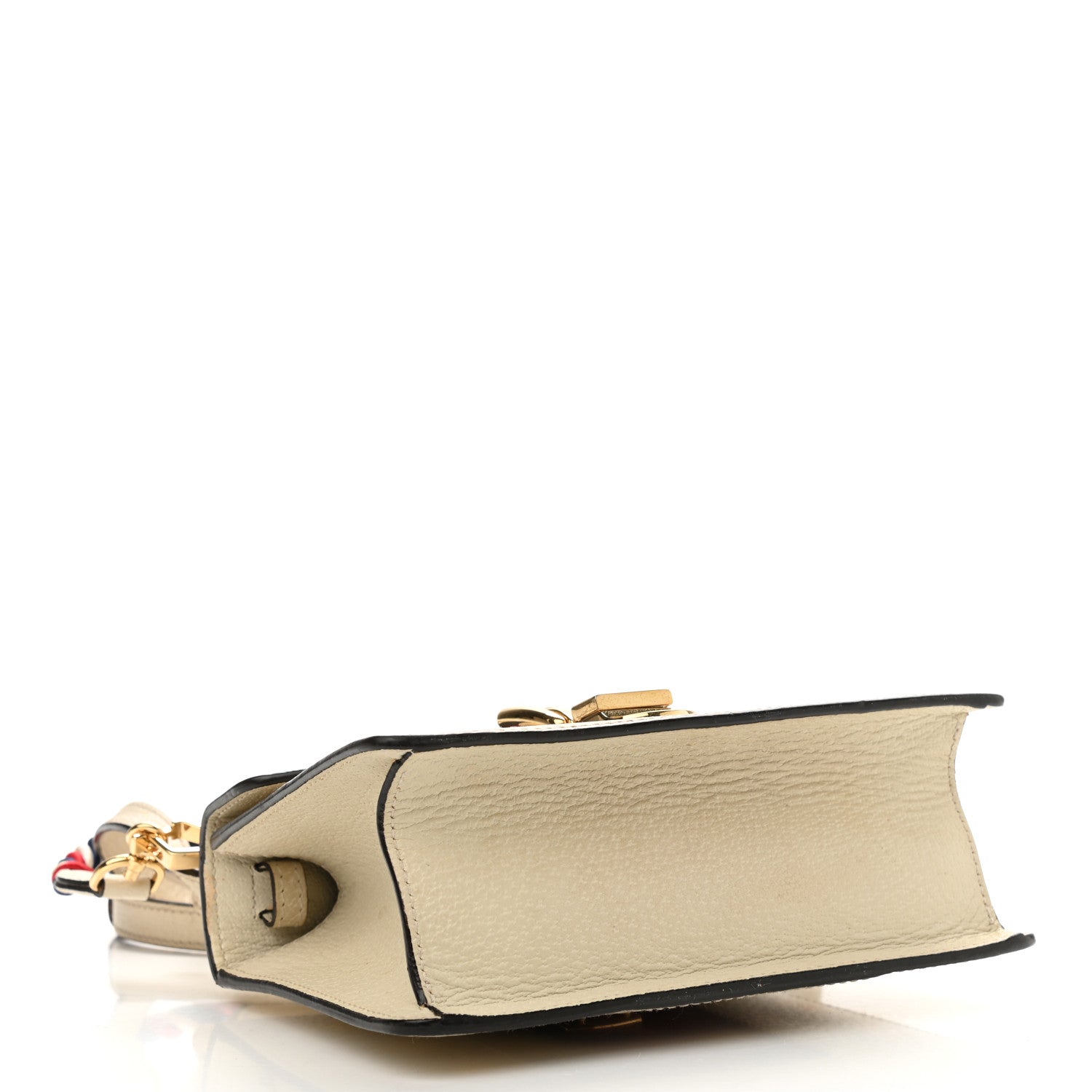 Gucci Textured Calfskin Bee Star Print Mini Sylvie Top Handle Bag Mystic White 4 of 14