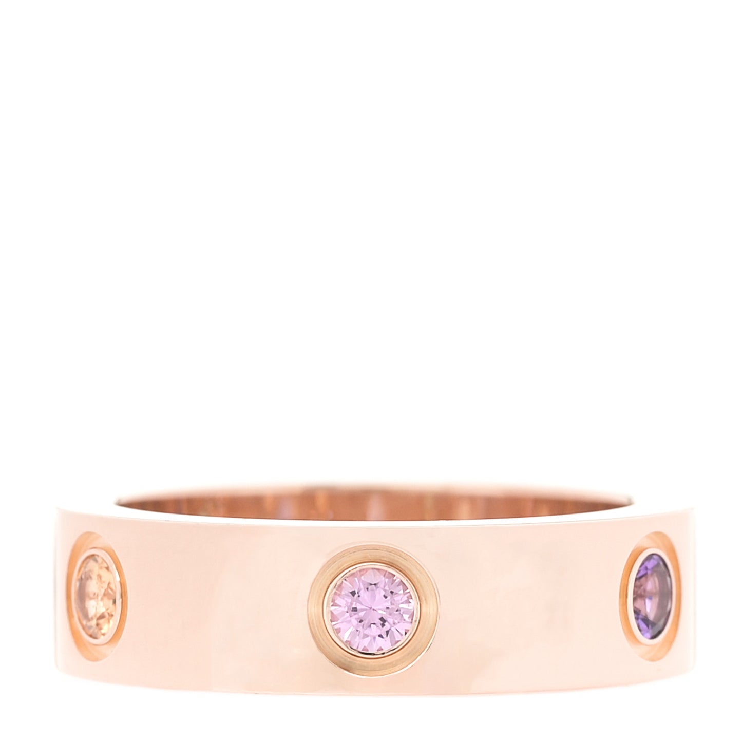 18K Pink Gold Sapphire Garnet Amethyst 5.5mm LOVE Ring 53 6.5
