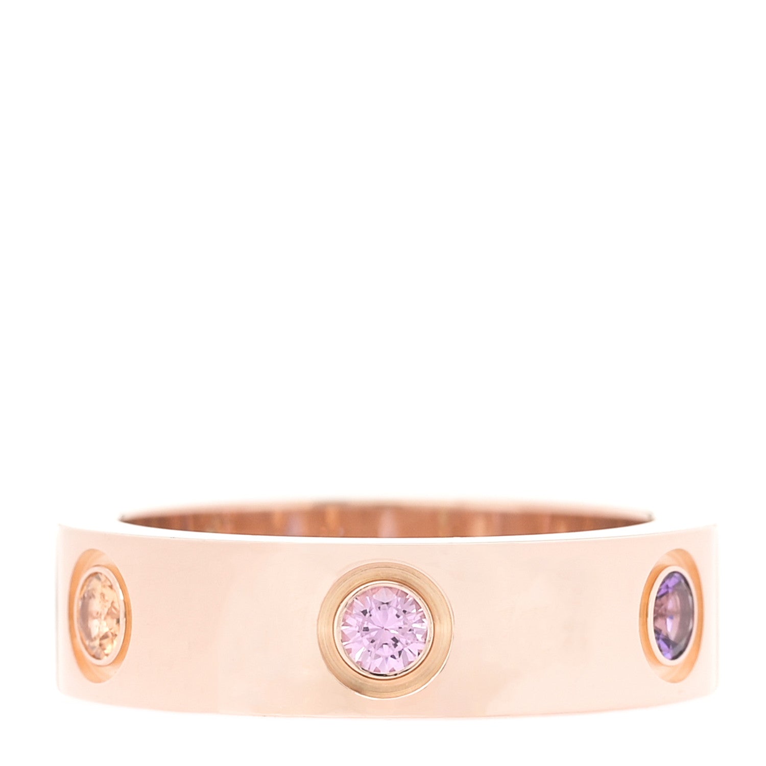 Cartier 18K Pink Gold Sapphire Garnet Amethyst 5.5mm LOVE Ring 53 6.5 1 of 5