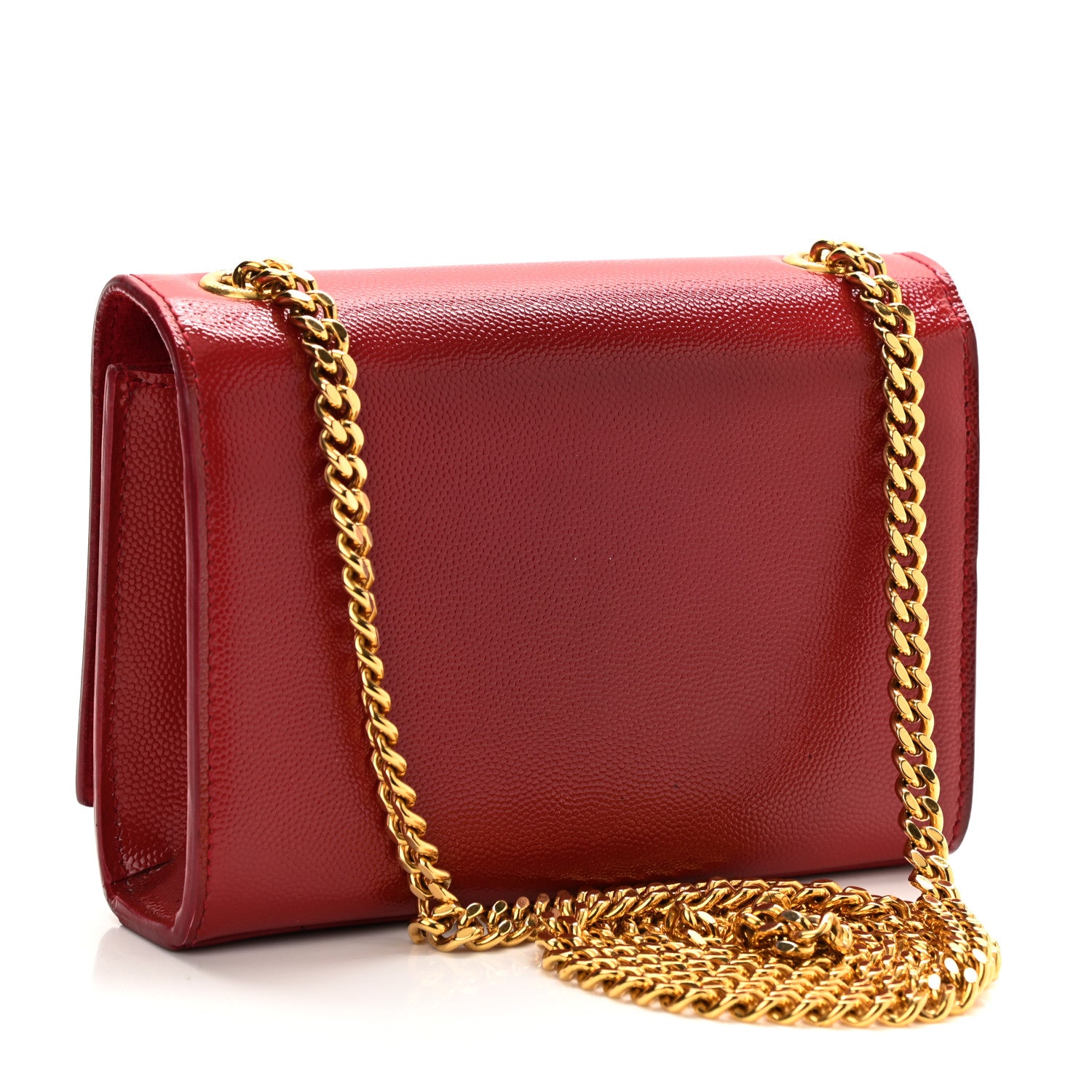 Saint Laurent Grain De Poudre Small Monogram Kate Satchel Red 3 of 8
