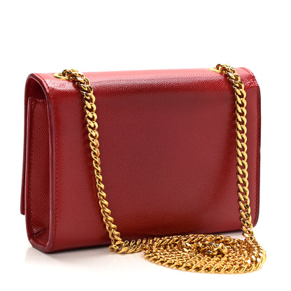 Saint Laurent Grain De Poudre Small Monogram Kate Satchel Red 3 of 8