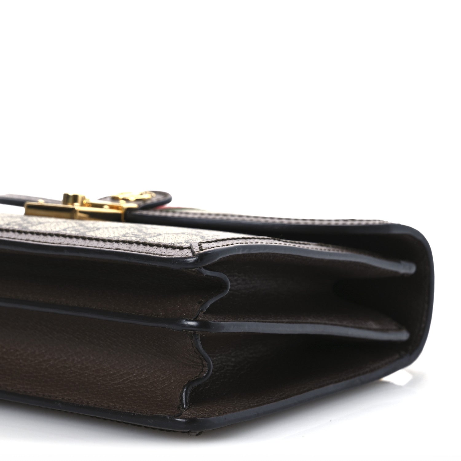 Gucci GG Supreme Monogram Textured Dollar Calfskin Web Small Ophidia Padlock Top Handle Bag Beige Ebony New Acero 10 of 13