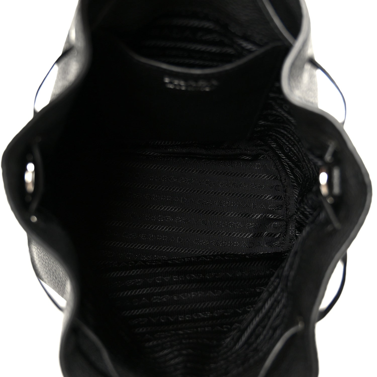Prada Vitello Daino Soft Drawstring Bucket Bag Black 5 of 11