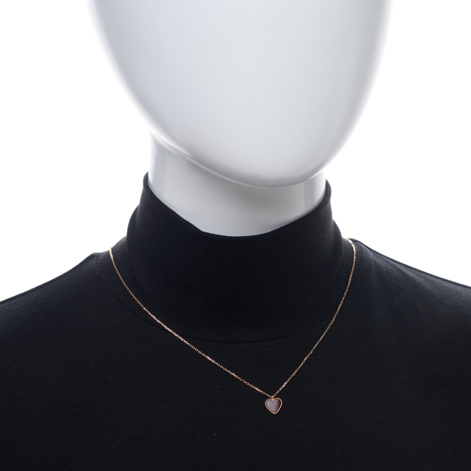 Van Cleef & Arpels 18k Rose Gold Carnelian Sweet Alhambra Heart Pendant Necklace 2 of 7