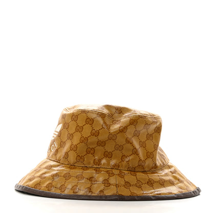 Gucci X ADIDAS Crystal Monogram Textured Dollar Calfskin Trefoil Embroidered Stefanos Bucket Hat 57 Mid Natural New Acero 4 of 9