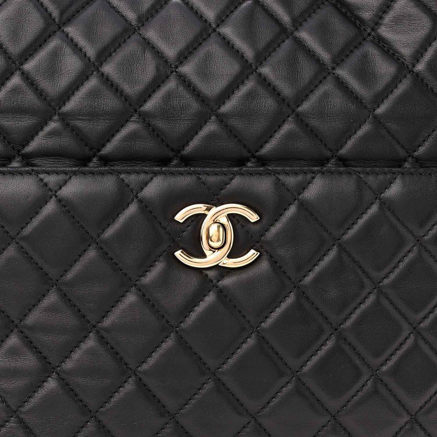 Chanel Lambskin Quilted Large Drawstring Bag Black 8 of 13