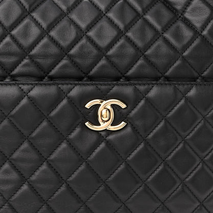 Chanel Lambskin Quilted Large Drawstring Bag Black 8 of 13