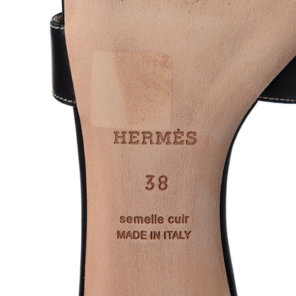Hermes Calfskin Oasis Sandals 38 Black 8 of 8