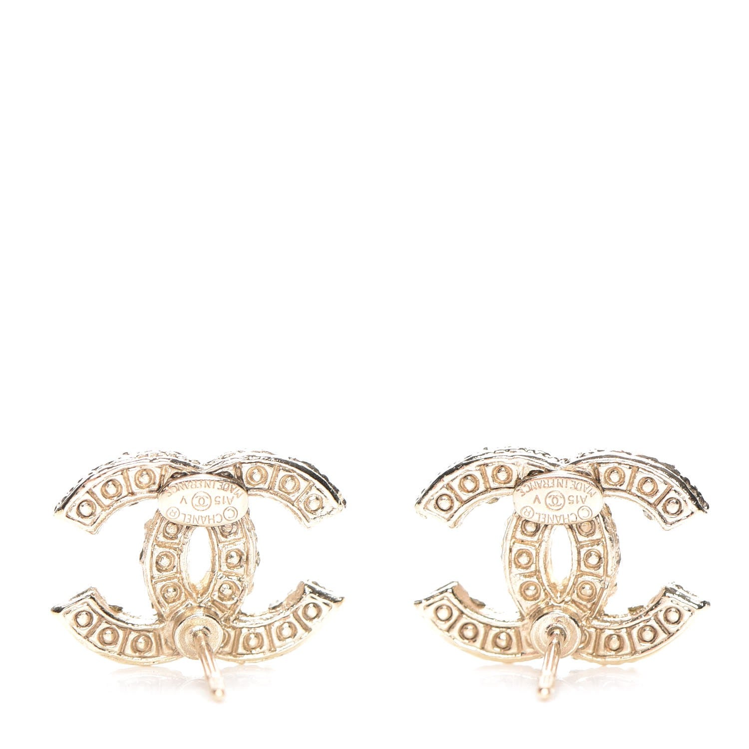 Chanel Crystal Pearl CC Earrings Light Gold 3 of 5