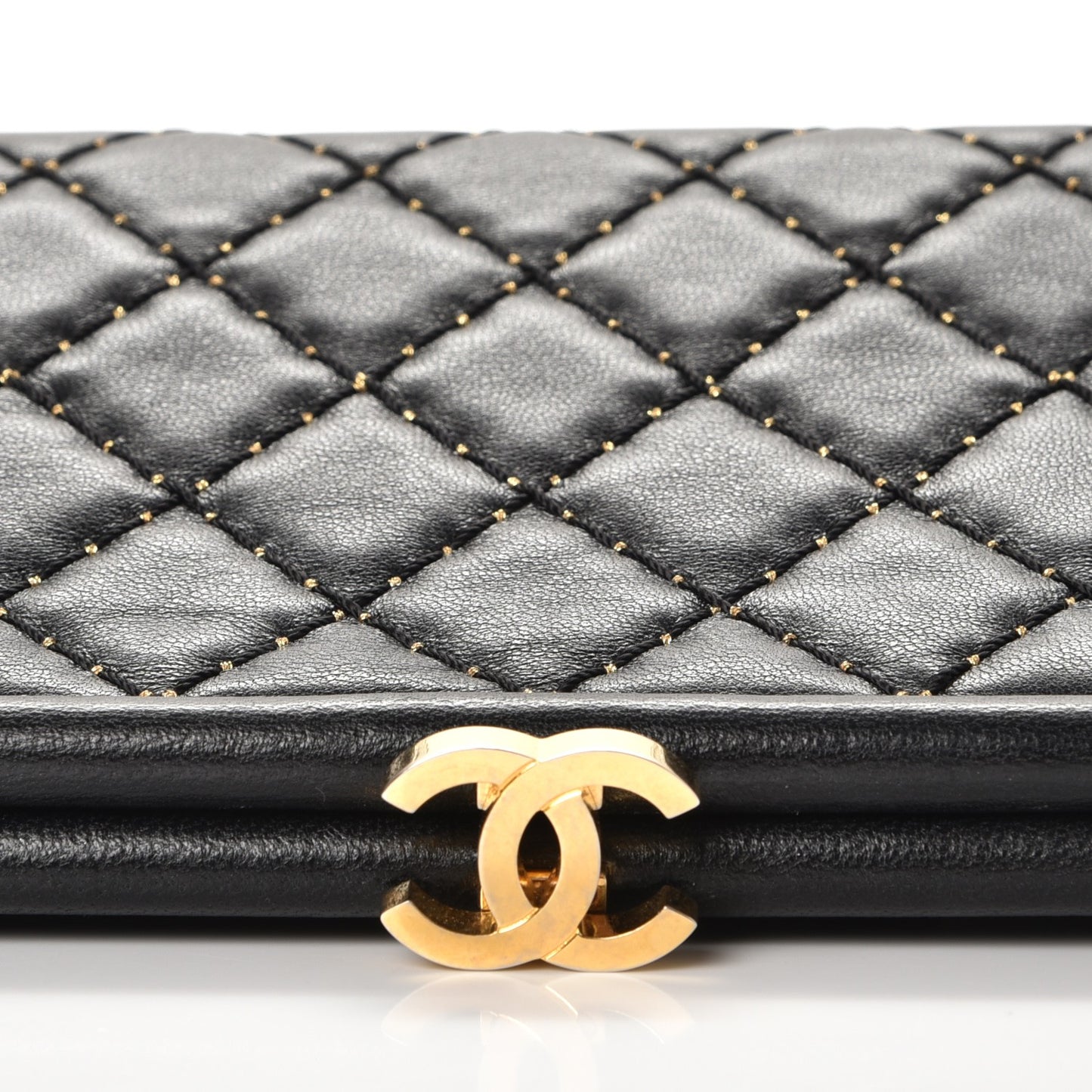 Lambskin Stitched Timeless Clutch Black
