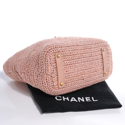 Chanel Straw Raffia Tote Pink 4 of 8