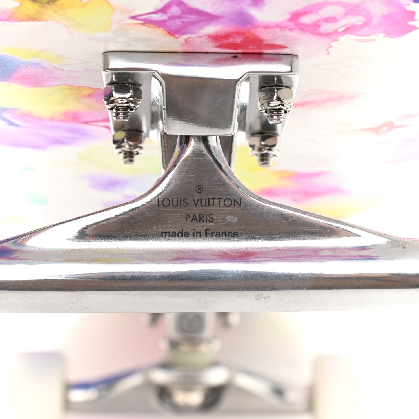 Monogram Watercolor Wood Skateboard Multicolor