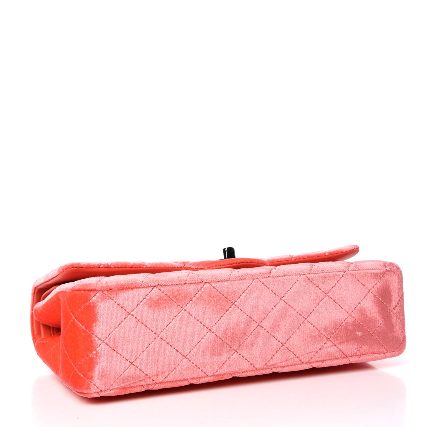 Velvet Quilted Medium Double Flap Coral