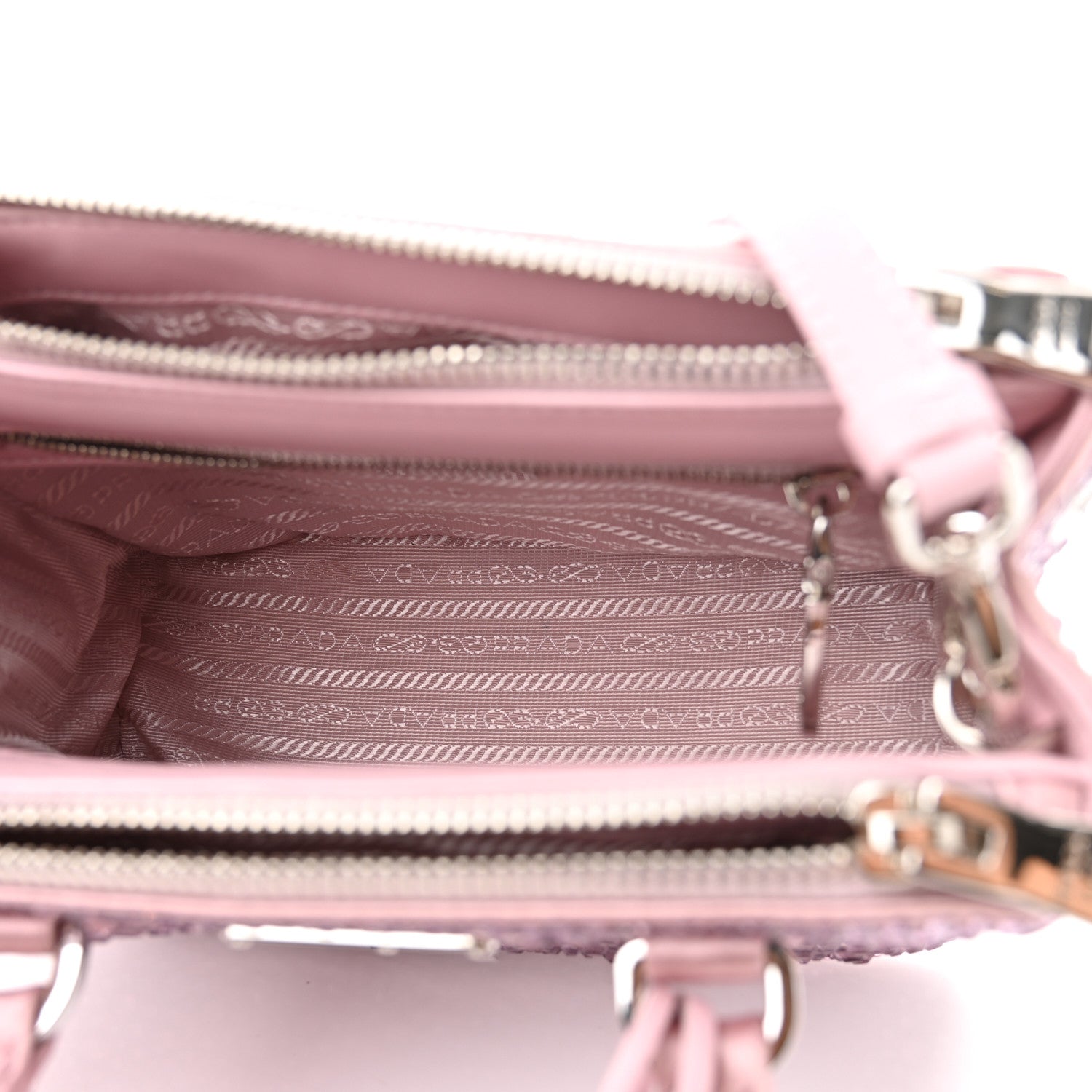 Prada Satin Crystal Mini Galleria Double Zip Tote Alabastro 5 of 9