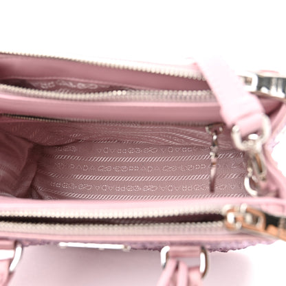 Prada Satin Crystal Mini Galleria Double Zip Tote Alabastro 5 of 9
