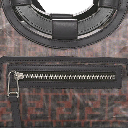 Fendi Mesh Vitello Century Cuoio FF 1974 Small Runaway Shopper Tote Marrone Black Ebano 7 of 8