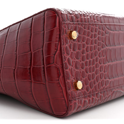 Chanel Calfskin Crocodile Embossed Archetype Small Shopping Tote Burgundy 8 of 9