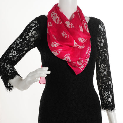 Alexander McQueen Silk Chiffon Skull Scarf Fuxia 2 of 7