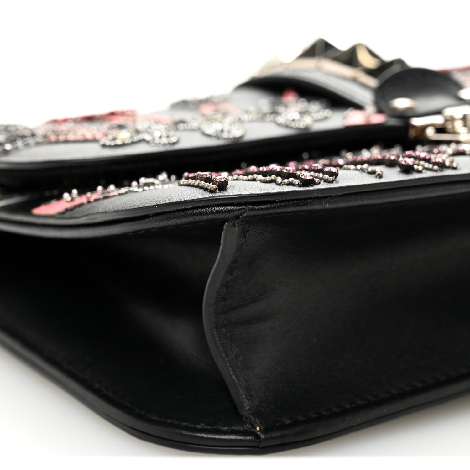 Valentino Garavani Vitello Crystal Loveblade Embellished Medium Glam Lock Rockstud Flap Black 8 of 10
