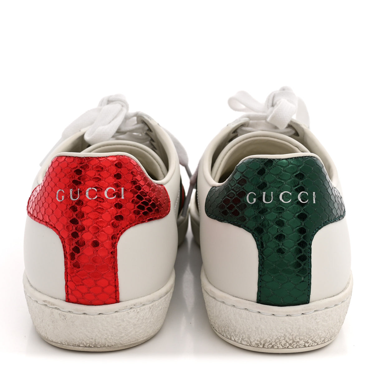 Gucci Calfskin Ayers Bee Embroidered Womens Ace Sneakers 37 White Green 6 of 12