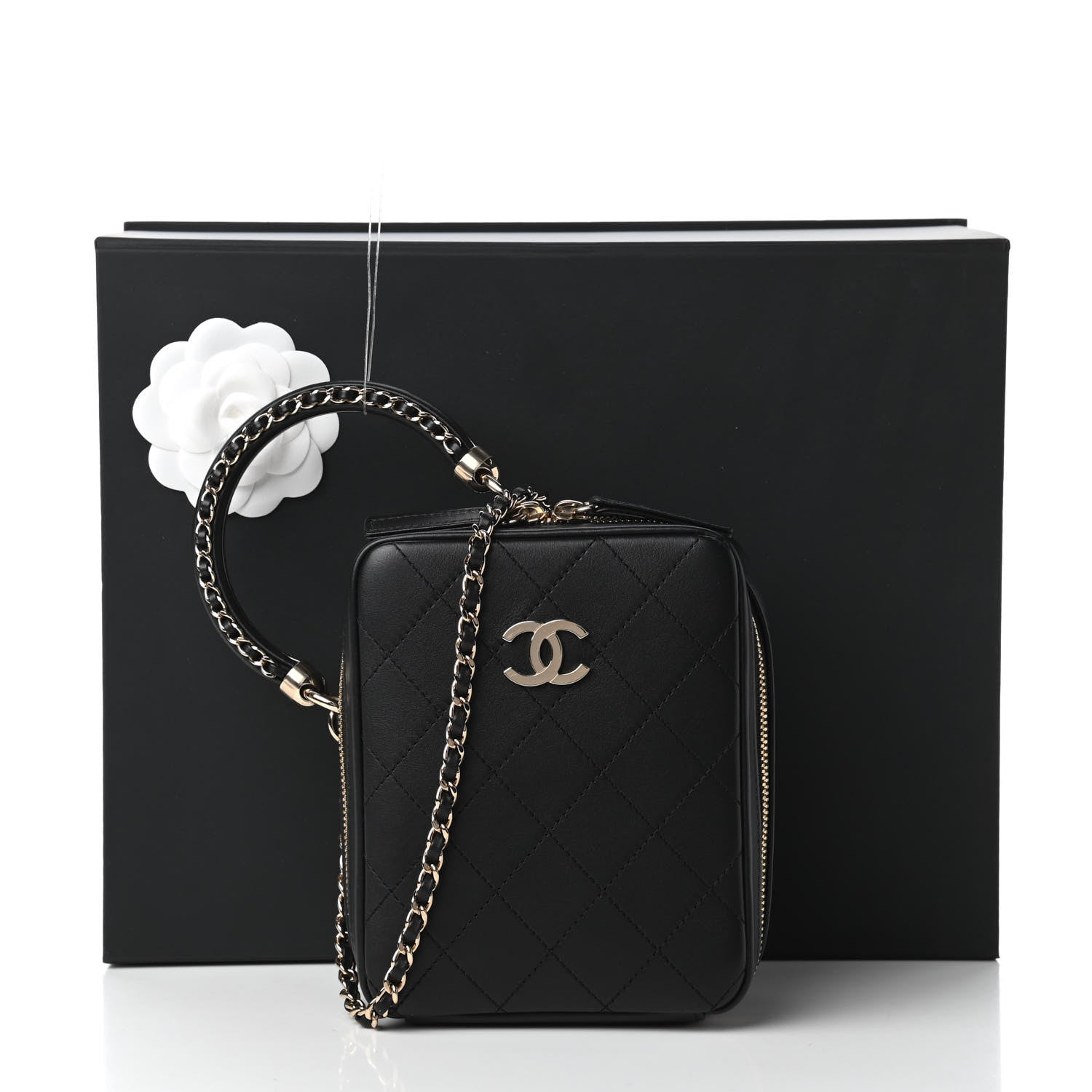 Chanel Calfskin Stitched Cup Of Tea Vanity Case Black 11 of 11