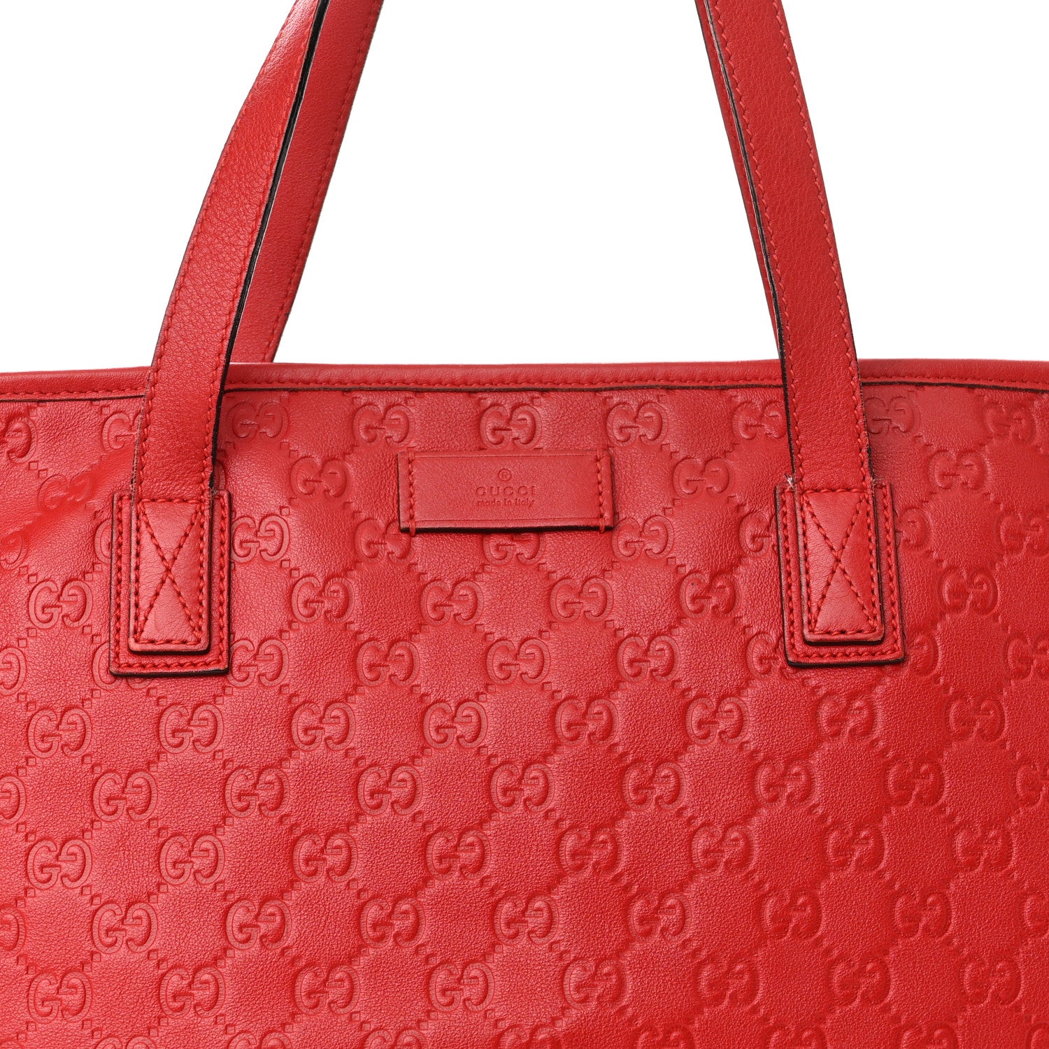 Gucci Guccissima Medium Zippered Shopping Tote Red 8 of 12