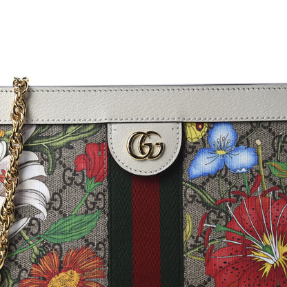 Gucci GG Supreme Monogram Flora Web Small Ophidia Chain Shoulder Bag White 10 of 10