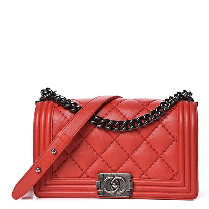 Chanel Calfskin Double Stitch Medium Boy Flap Red 1 of 14