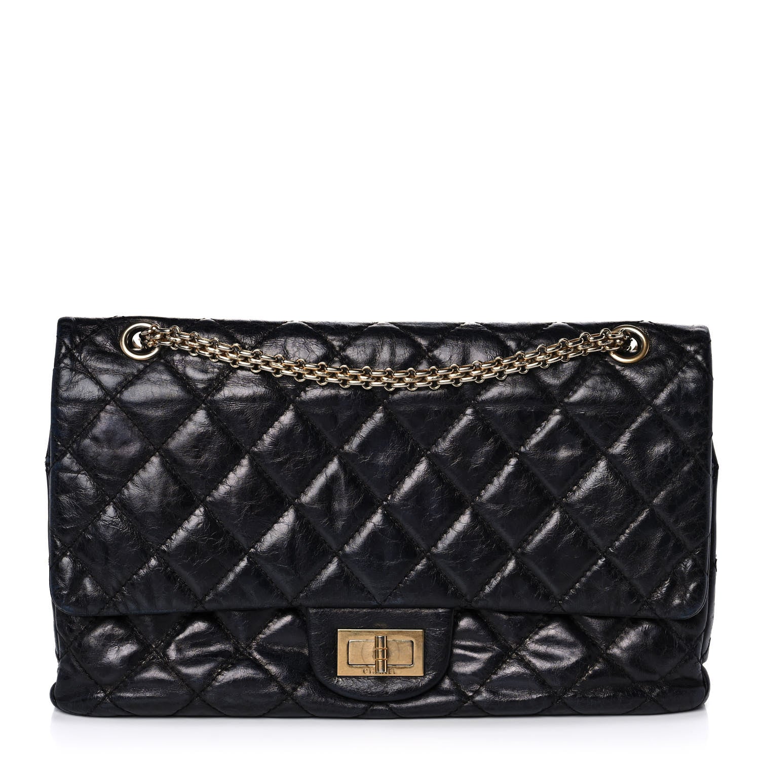 Chanel Glazed Aged Calfskin Quilted 2.55 Reissue 227 Flap Dark Navy 1 of 18