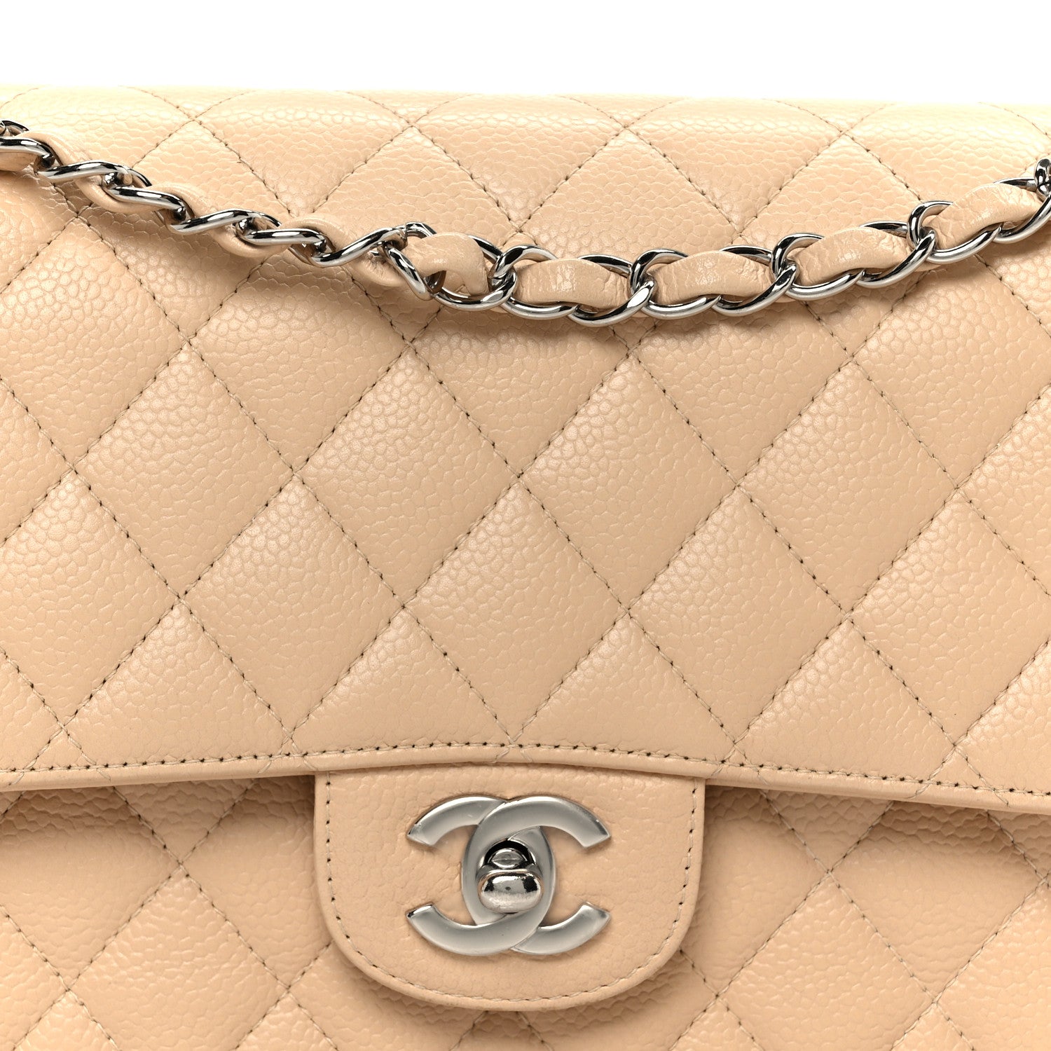 Chanel Caviar Quilted Medium Double Flap Beige 9 of 11