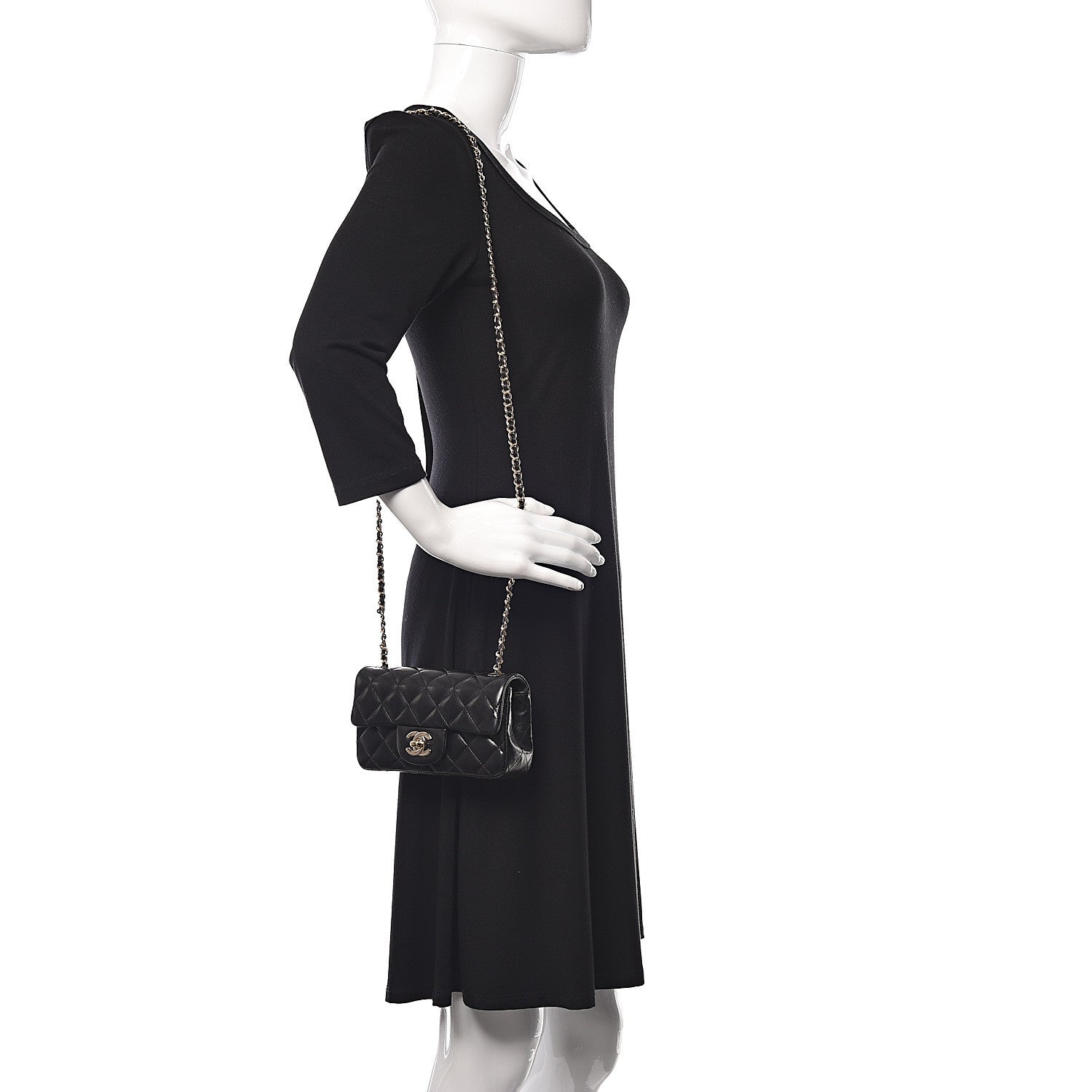 Chanel Lambskin Quilted Extra Mini Rectangular Flap Black 2 of 13