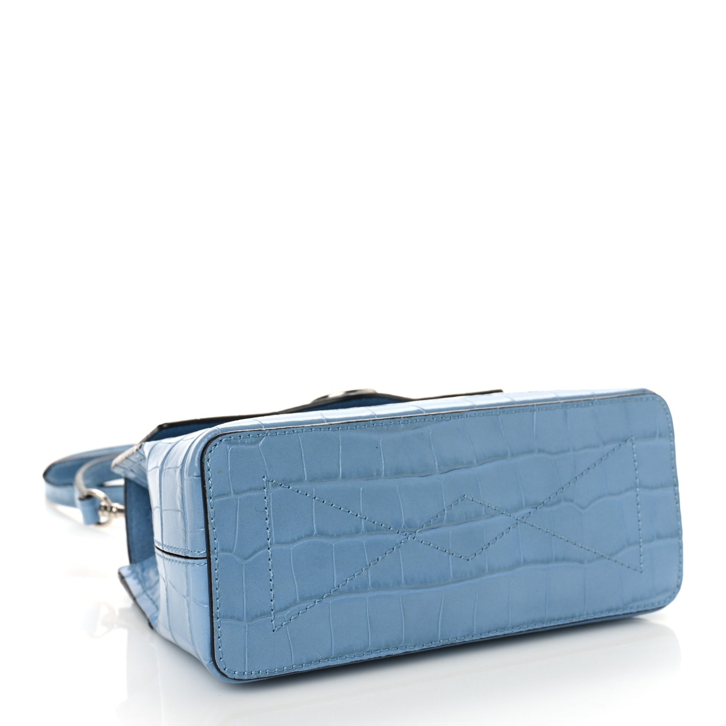 Shiny Croc Calfskin Embossed Micro Seaton Blue
