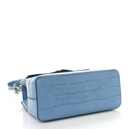 Mulberry Shiny Croc Calfskin Embossed Micro Seaton Blue 4 of 8