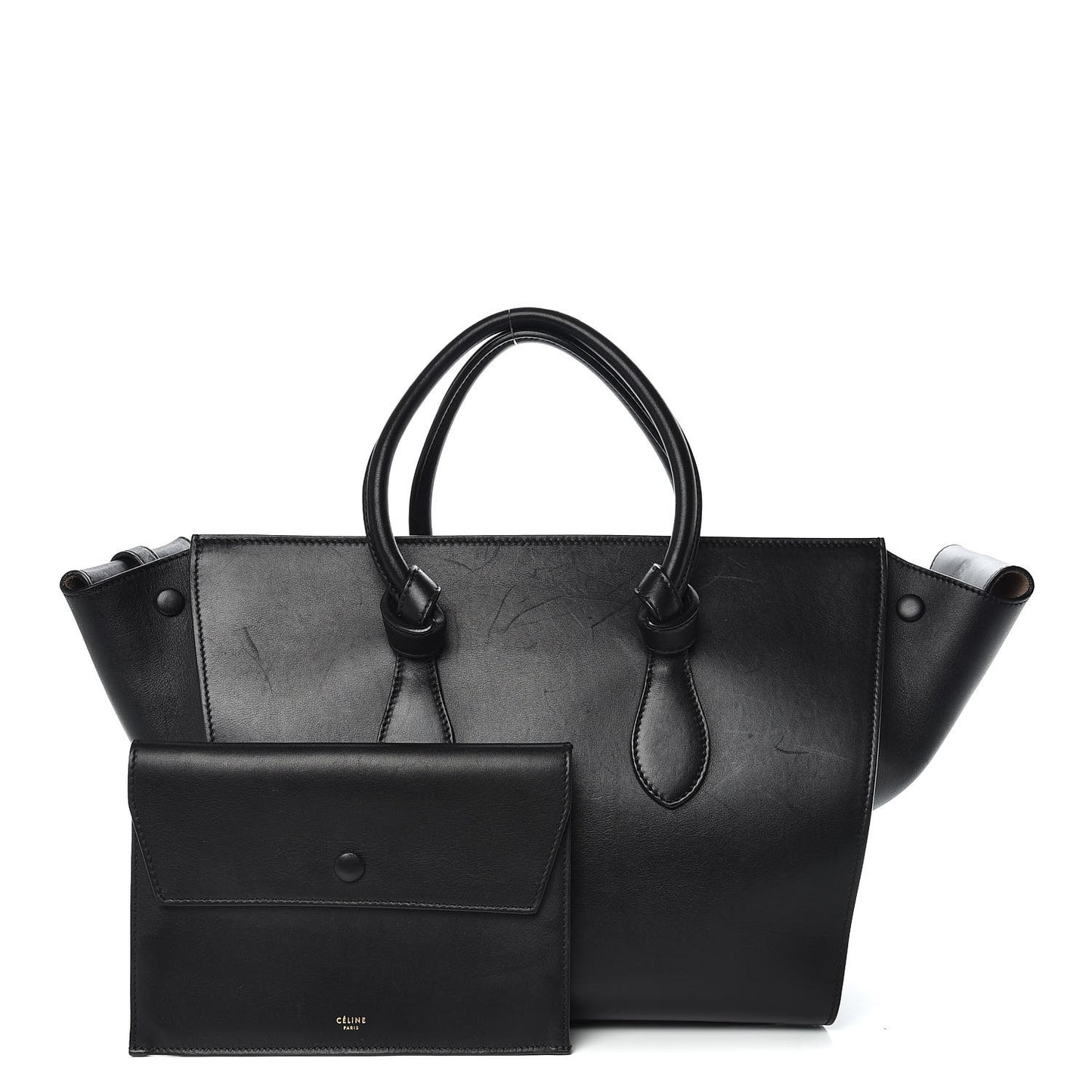 Smooth Calfskin Small Tie Knot Tote Black